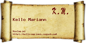 Kello Mariann névjegykártya